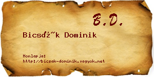 Bicsák Dominik névjegykártya